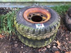 2No 7.00-12 5 stud wheel and tyres