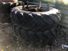 Pair Goodyear 16.9/14-34 dual wheels and tyres