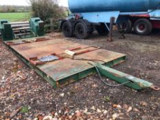 1995 Bailey 18ft x 8ft drop deck low loader trailer with rear lowering axle on 385/65R22.5 wheels an