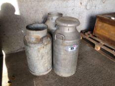 3No milk churns (only 1 lid)