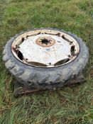 Pair 8.3R44 row crop wheels and tyres with 8 stud centres