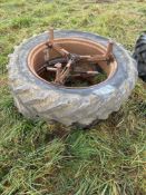 Pair Goodyear 13.6/12-36 front dual wheels and tyres
