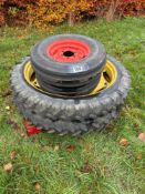 Set 7.50-16 front and 210/95R44 rear row crop wheels and tyres to suit SAM sprayer