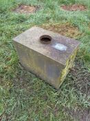 Linkage mounted concrete filled weight