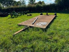 Reekie RDT metal low loader, 8.5ft x 16ft with single rear axle on 10.0/80-12 wheels and tyres