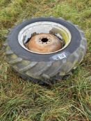 Pair Goodyear 12.4/11-28 wheels and tyres
