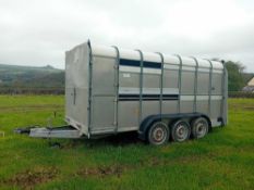 2007 Ifor Williams TA510G3 tri-axle 14ft x 6ft livestock trailer