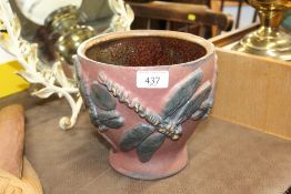 A Bernard Rooke vase decorated with dragonflies an
