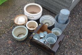 A quantity of various planters, various sized galv