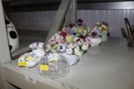 A collection of floral encrusted flower ornaments