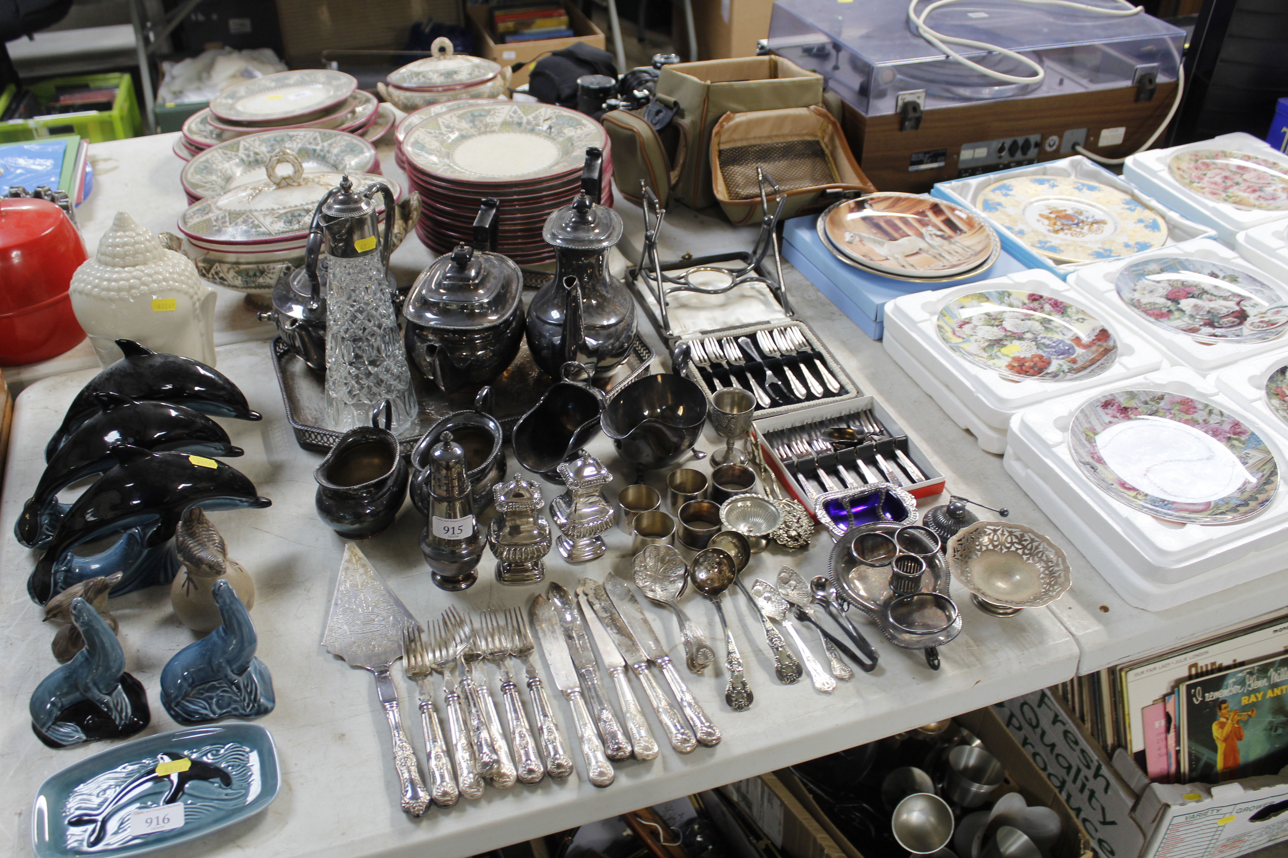 A collection of plated ware to include tea and cof