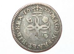 A Charles II 1677 fourpence