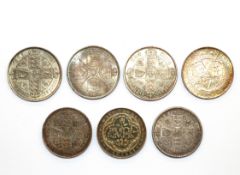 Seven Victorian Florins, various dates between 1848-1900