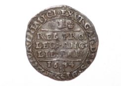 A Charles I groat, 1644 Bristol Mint, pelmet before bust