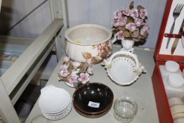 A floral decorated chamber pot, floral encrusted o