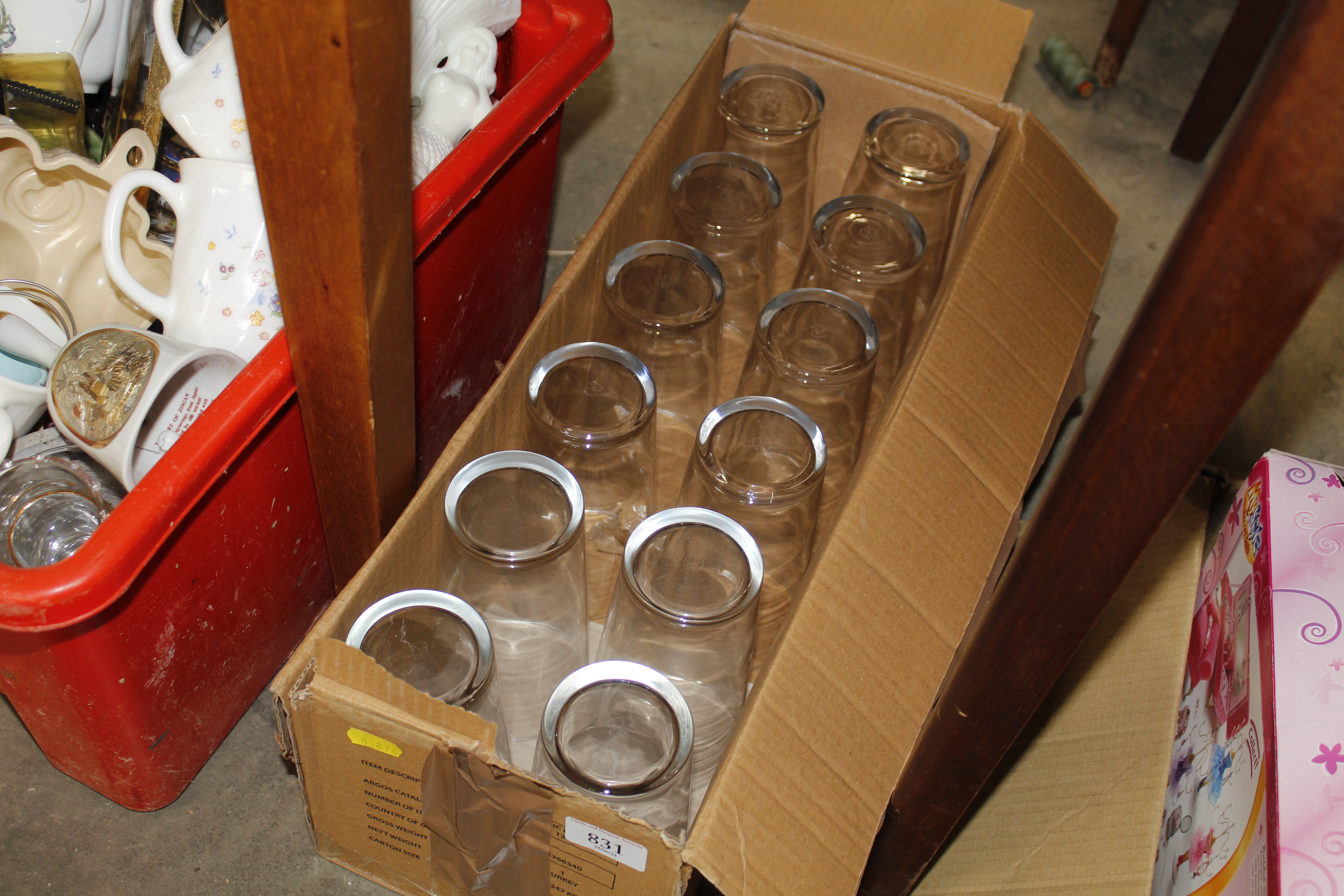 A box of pint glasses
