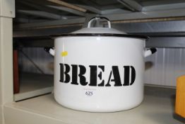 An enamel bread bin