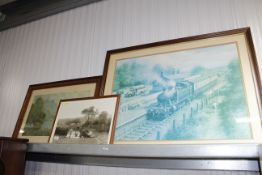 An oak framed coloured print 'Morning in the Highl