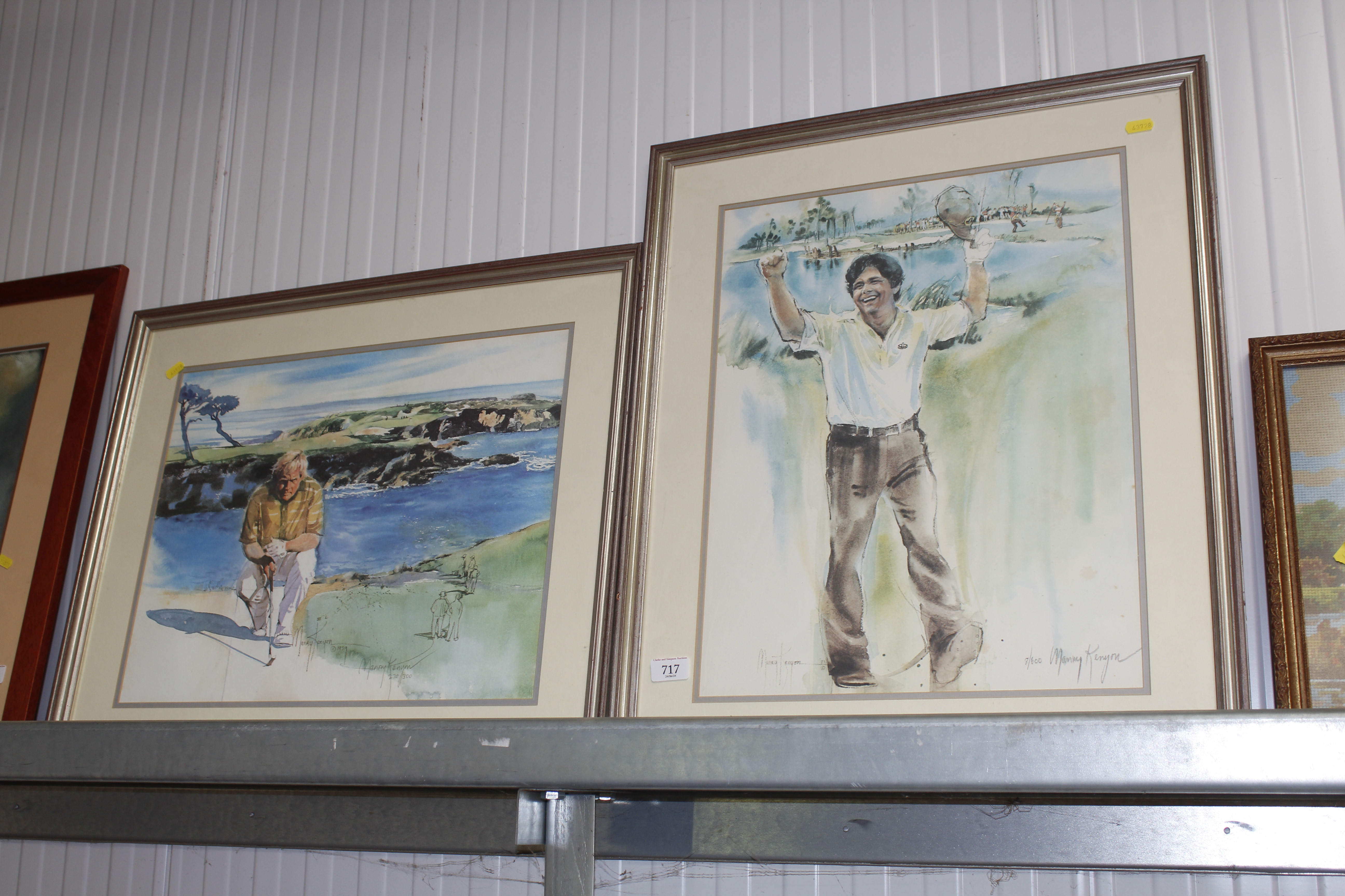 M Kenyon, two pencil signed limited edition prints of golfers