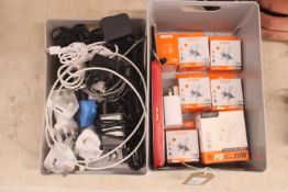 2x boxes containing a quantity of various USB power adapters and cables SUBJECT TO VAT