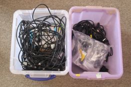 2x boxes containing a quantity of cable to include USB, HDMI, power cables etc. SUBJECT TO VAT