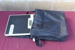 A Marsden M-420 digital stand on floor weighing scale with power cable, carry satchel and