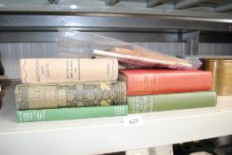 Five vintage books and a stamp album etc.