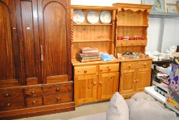 A stripped pine dresser