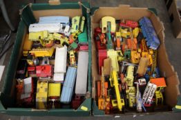 A large collection of mostly vintage play worn agricultural and plant vehicles