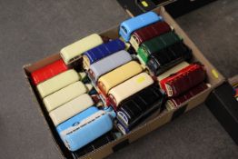 A collection of Corgi Bedford OB coaches