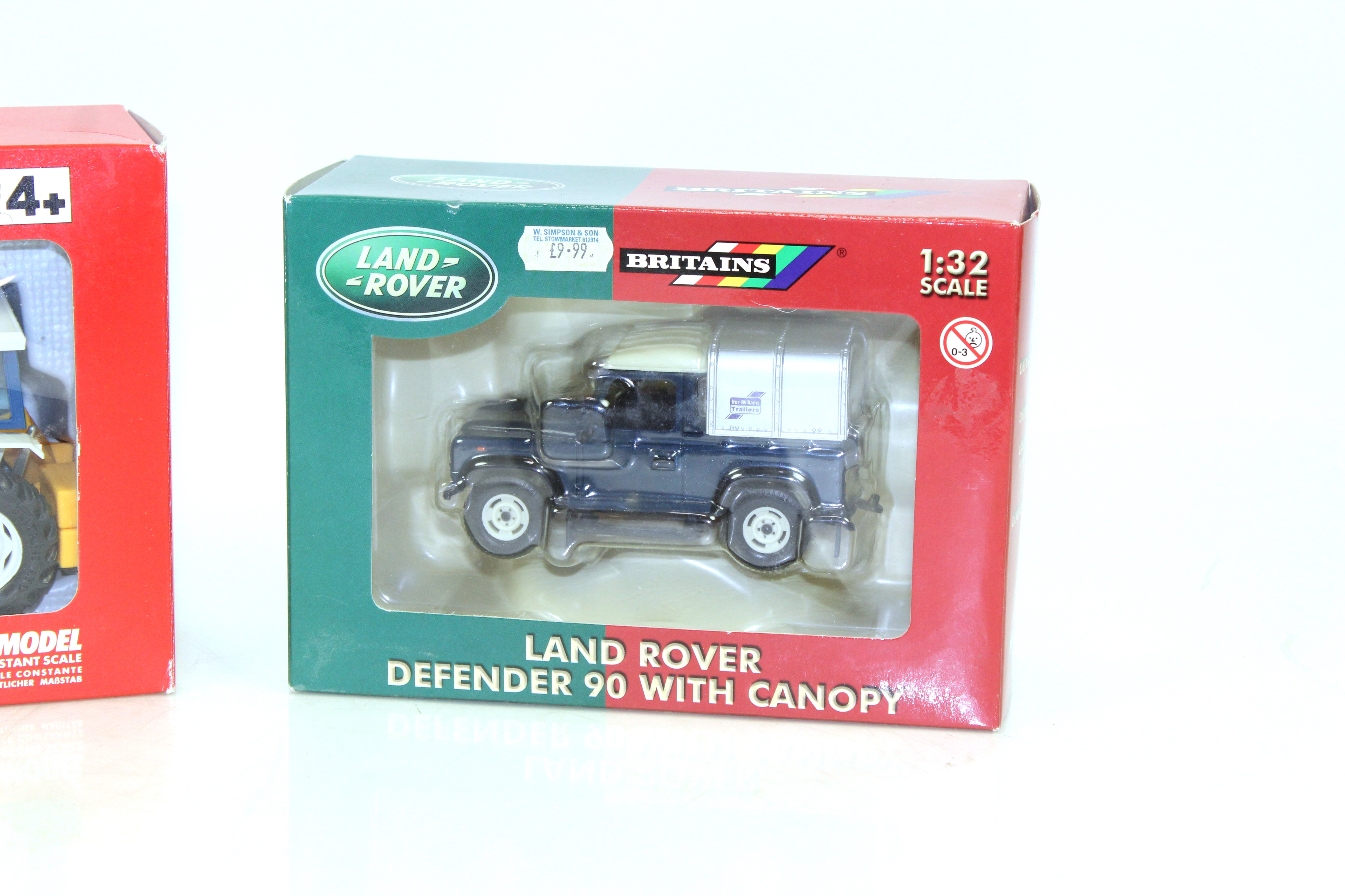 A Britains JCB 1CX Skid Steer No.09453; Britains Land Rover Defender 90 with canopy No.42101 and - Image 4 of 4