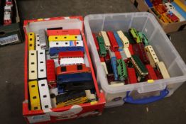 A collection of various unboxed Dinky and Corgi buses and coaches