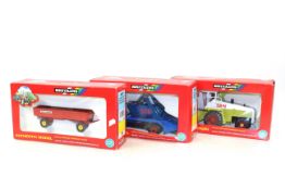 Britains Claas forage harvester No.9573; Britains four wheel trailer No.9567; and a Britains Ford