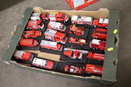 A collection of twenty named rescue and response vehicles all set to plastic plinths