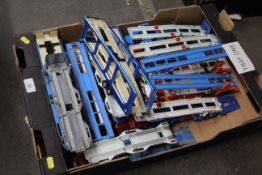 A collection of mostly Corgi Carrimor car transporters