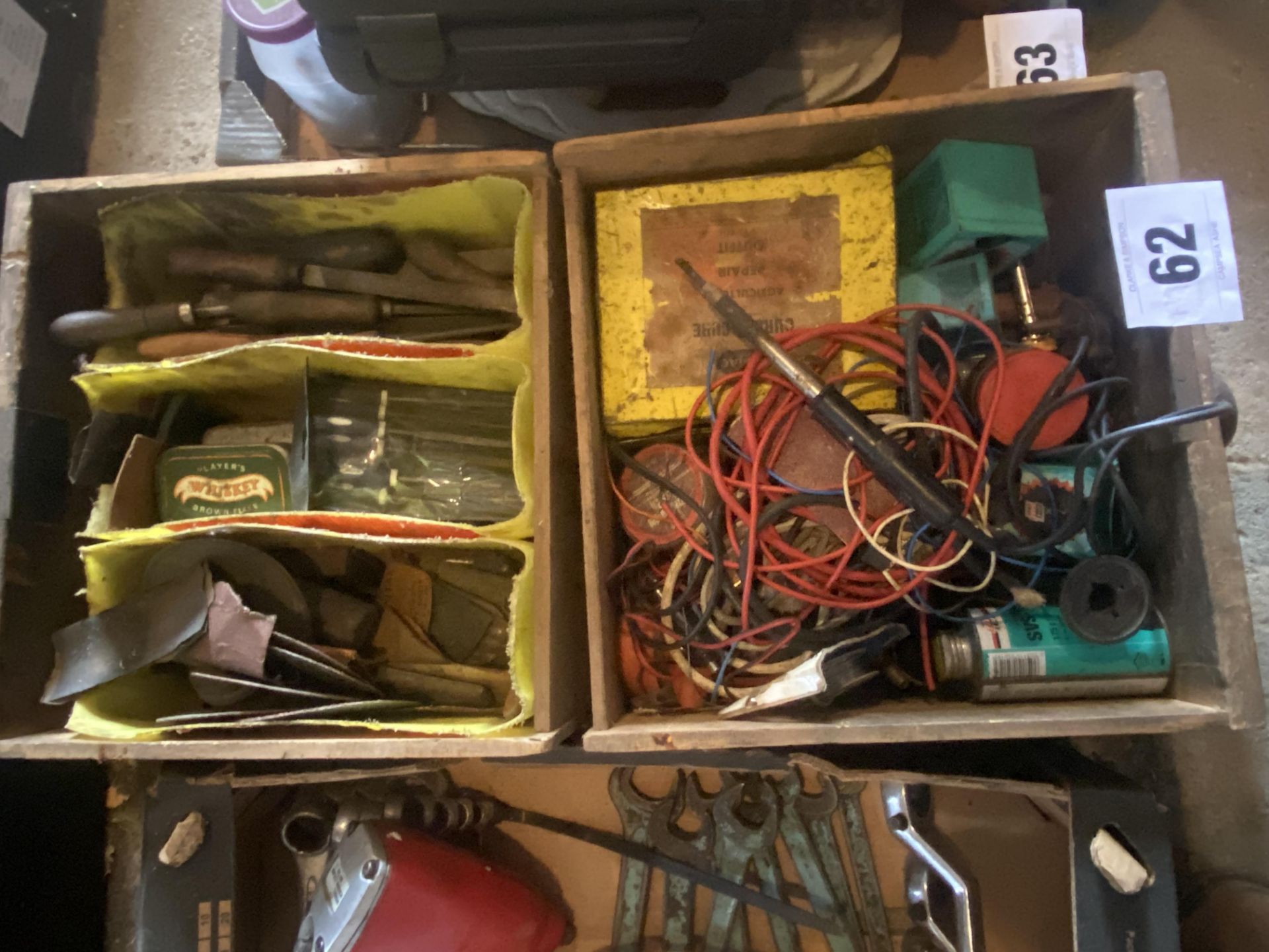 2x Wooden boxes, soldering irons, tub, repair files & various tools etc. NO VAT - Image 2 of 2