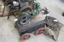 Small Leo 1 ½in pump. Four-wheel trolley.