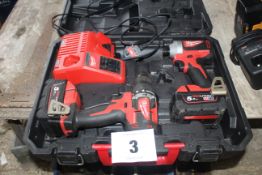 Milwaukee M18 18v drill and driver in case.