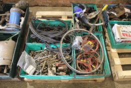 Pallet of various drive, weights, brackets, wiring