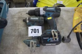 Makita 18v drill and driver. 1x battery. For sale