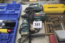 Drill, jigsaw and angle grinder.