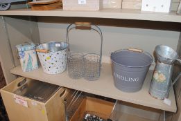A painted metal bucket 