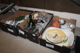 Three boxes of miscelleneous china glassware and m