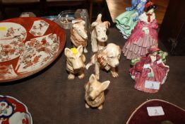 Five various Sylvac dog ornaments