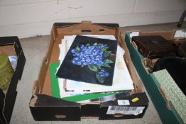 A box of miscellaneous unframed watercolours