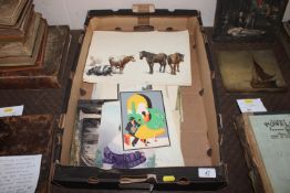 An interesting collection of unframed watercolours