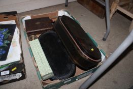 A box of miscellaneous cutlery, brassware etc.