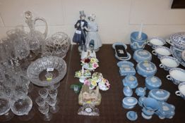 A Waterford crystal mantle time piece and various