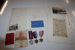WWII group of medals and documents to Lt E J Hills