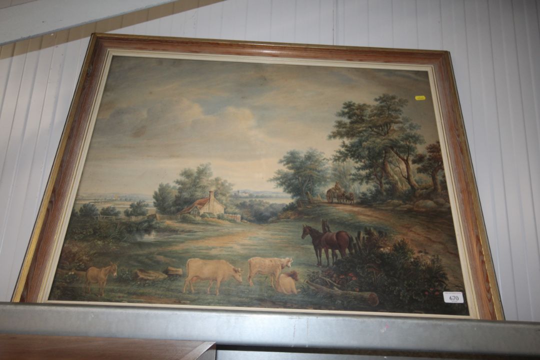 C Winter watercolour study Rural Landscape depicti